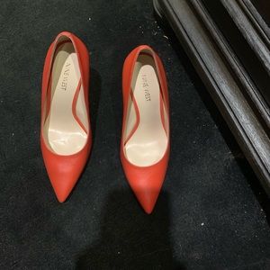 Nine West Leather Orange Heels